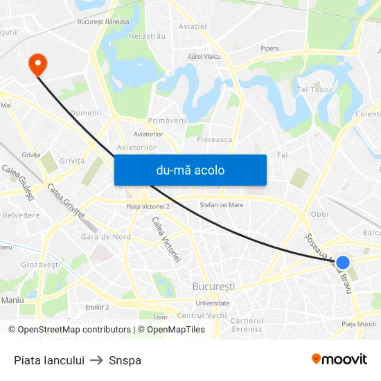 Harta de Piata Iancului către Snspa