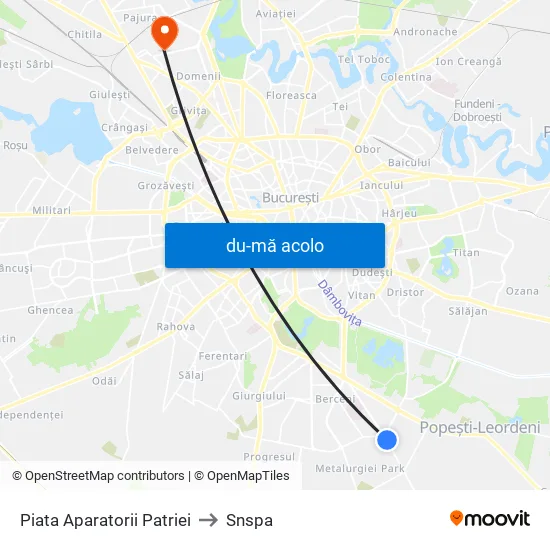 Harta de Piata Aparatorii Patriei către Snspa