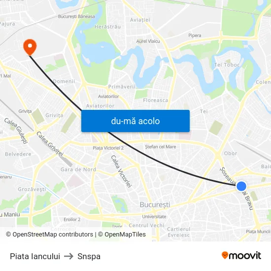 Harta de Piata Iancului către Snspa