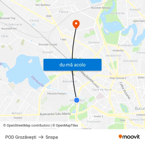 Harta de POD Grozăvești către Snspa