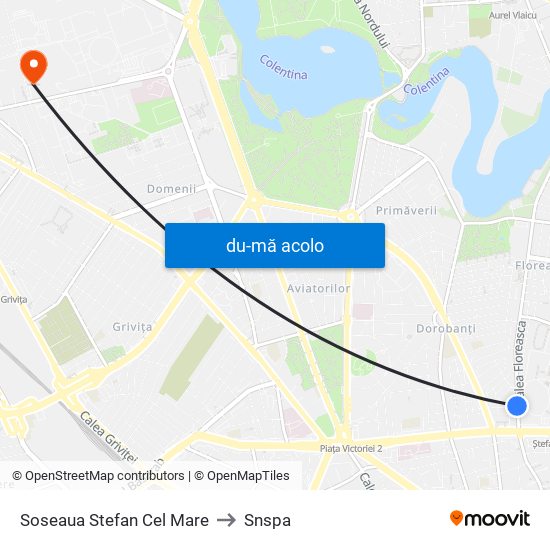 Harta de Soseaua Stefan Cel Mare către Snspa