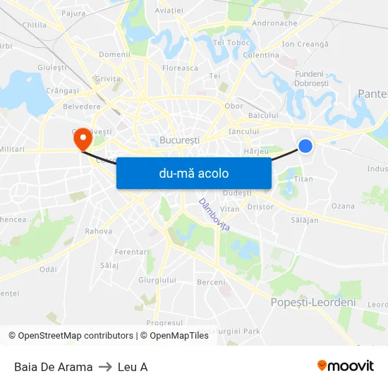 Harta de Baia De Arama către Leu A