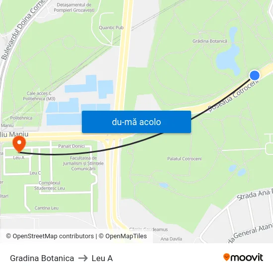 Harta de Gradina Botanica către Leu A