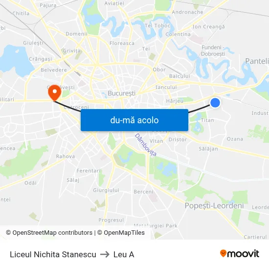 Harta de Liceul Nichita Stanescu către Leu A