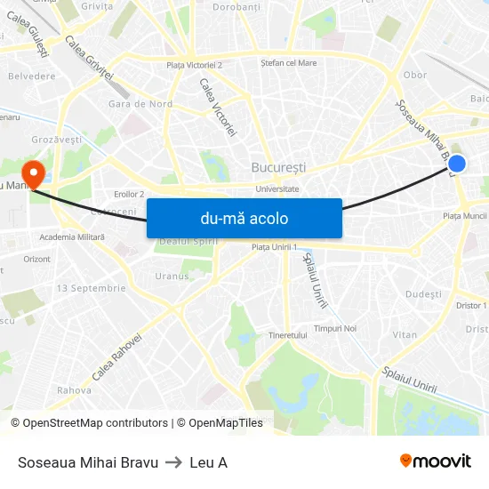 Harta de Soseaua Mihai Bravu către Leu A