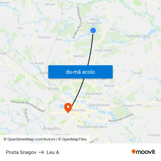 Harta de Posta Snagov către Leu A