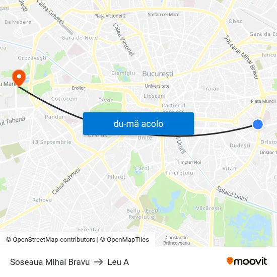 Harta de Soseaua Mihai Bravu către Leu A