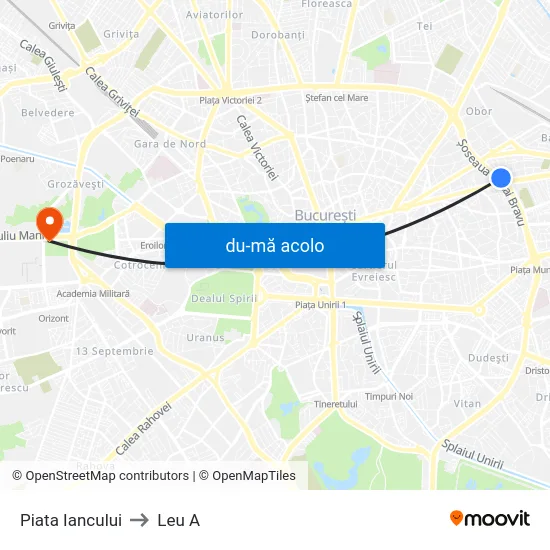 Harta de Piata Iancului către Leu A