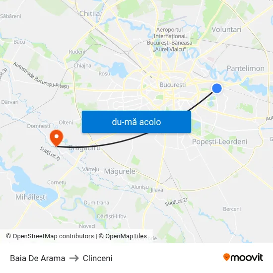 Harta de Baia De Arama către Clinceni