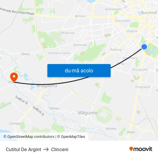Harta de Cutitul De Argint către Clinceni