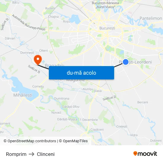 Harta de Romprim către Clinceni