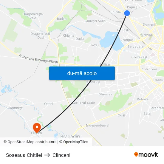 Harta de Soseaua Chitilei către Clinceni