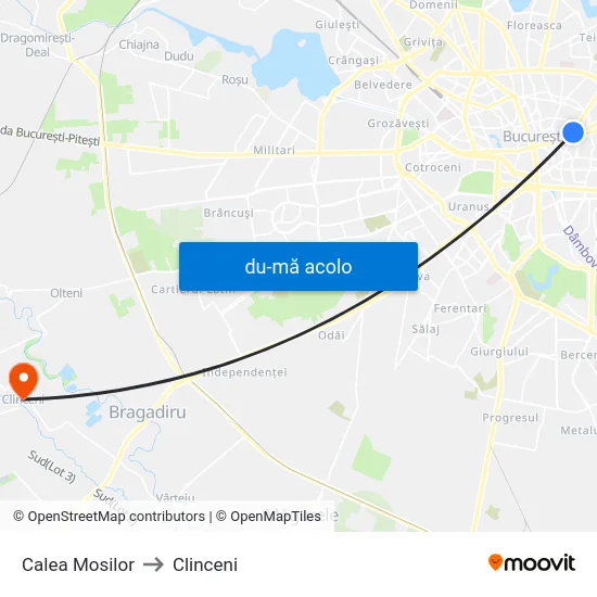 Harta de Calea Mosilor către Clinceni