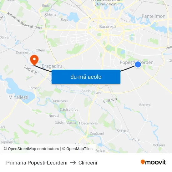 Harta de Primaria Popesti-Leordeni către Clinceni