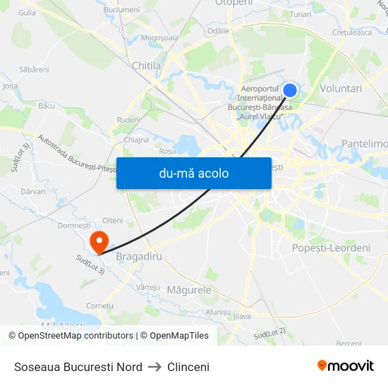 Harta de Soseaua Bucuresti Nord către Clinceni