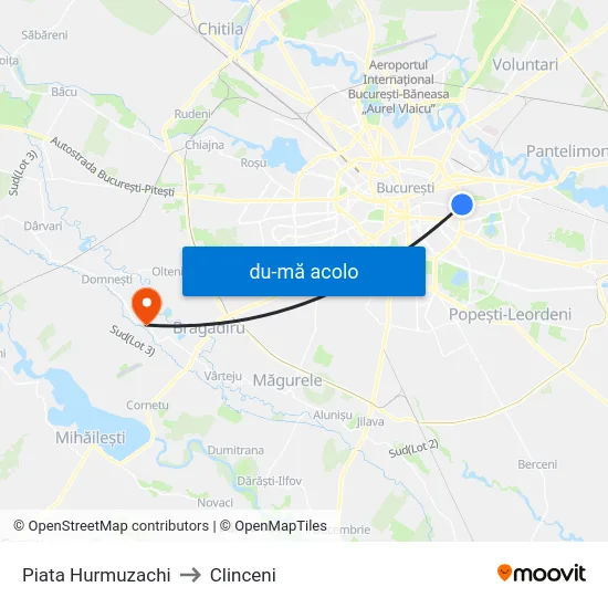 Harta de Piata Hurmuzachi către Clinceni