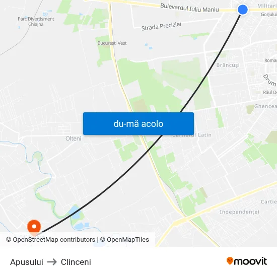 Harta de Apusului către Clinceni