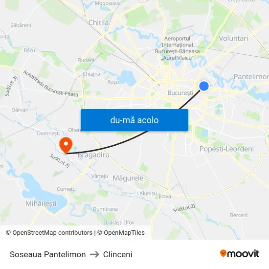Harta de Soseaua Pantelimon către Clinceni
