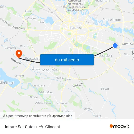 Harta de Intrare Sat Catelu către Clinceni