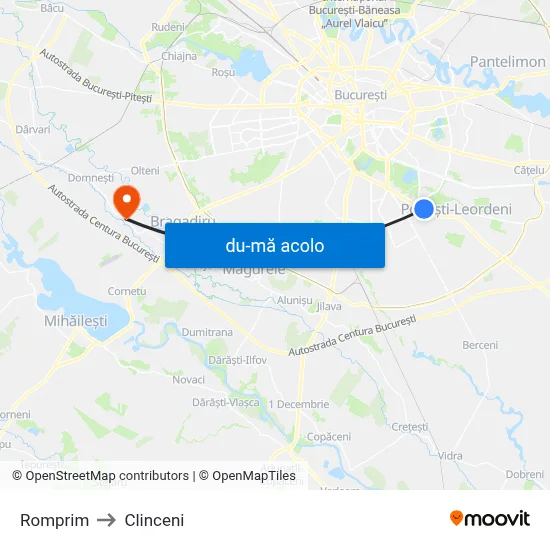 Harta de Romprim către Clinceni
