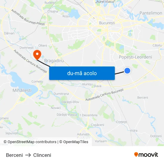 Harta de Berceni către Clinceni