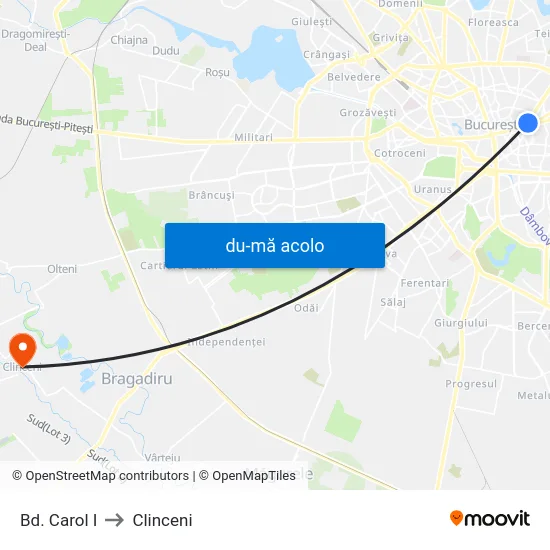 Harta de Bd. Carol I către Clinceni