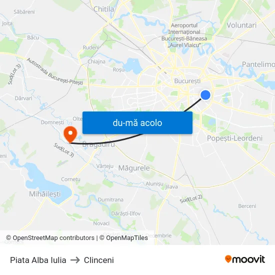 Harta de Piata Alba Iulia către Clinceni