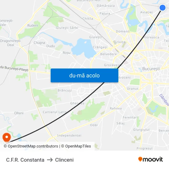 Harta de C.F.R. Constanta către Clinceni
