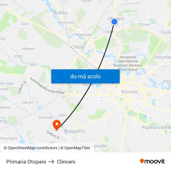 Harta de Primaria Otopeni către Clinceni