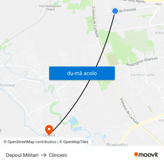 Harta de Depoul Militari către Clinceni