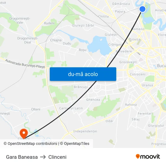 Harta de Gara Baneasa către Clinceni