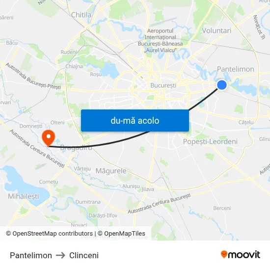 Harta de Pantelimon către Clinceni
