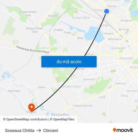 Harta de Soseaua Chitila către Clinceni