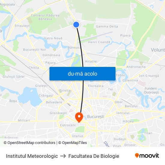 Harta de Institutul Meteorologic către Facultatea De Biologie