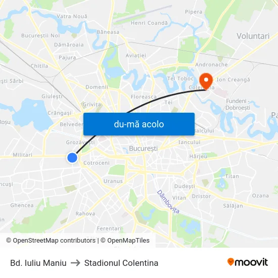 Harta de Bd. Iuliu Maniu către Stadionul Colentina