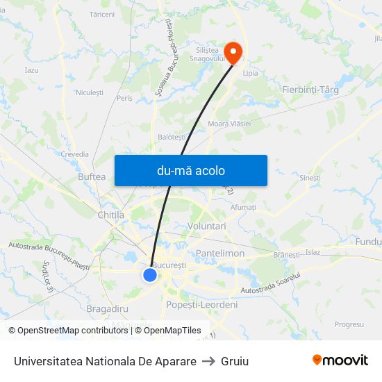 Harta de Universitatea Nationala De Aparare către Gruiu