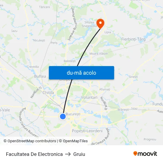 Harta de Facultatea De Electronica către Gruiu