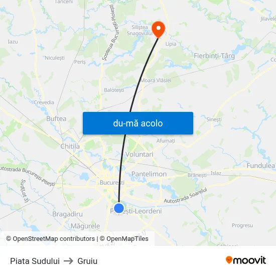 Harta de Piata Sudului către Gruiu