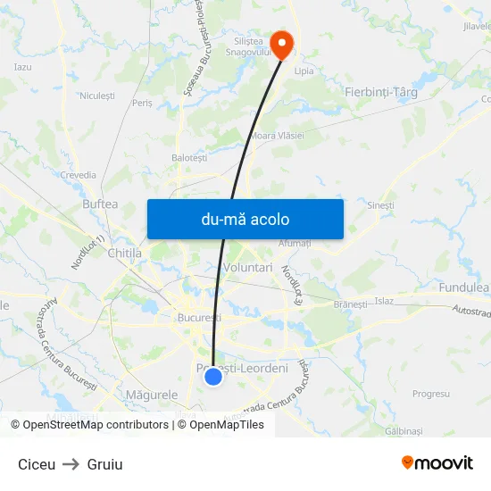 Harta de Ciceu către Gruiu