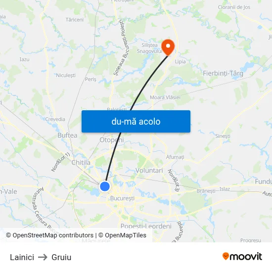 Harta de Lainici către Gruiu