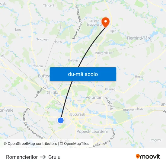Harta de Romancierilor către Gruiu