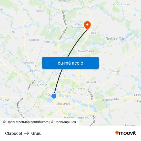 Harta de Clabucet către Gruiu