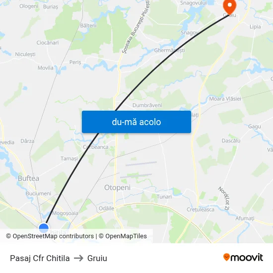 Harta de Pasaj Cfr Chitila către Gruiu