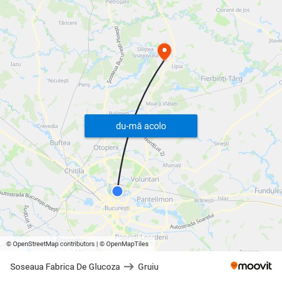 Harta de Soseaua Fabrica De Glucoza către Gruiu