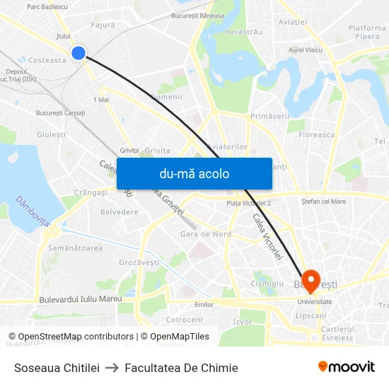 Harta de Soseaua Chitilei către Facultatea De Chimie
