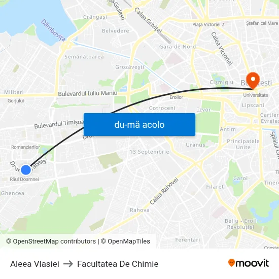 Harta de Aleea Vlasiei către Facultatea De Chimie