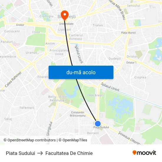 Harta de Piata Sudului către Facultatea De Chimie