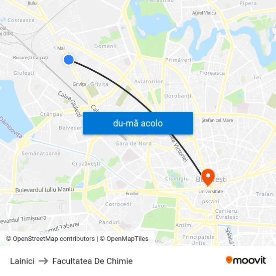 Harta de Lainici către Facultatea De Chimie