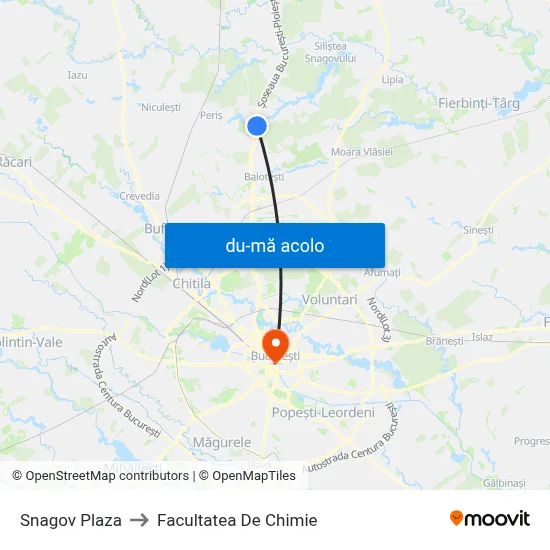 Harta de Snagov Plaza către Facultatea De Chimie
