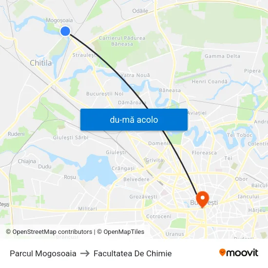 Harta de Parcul Mogosoaia către Facultatea De Chimie